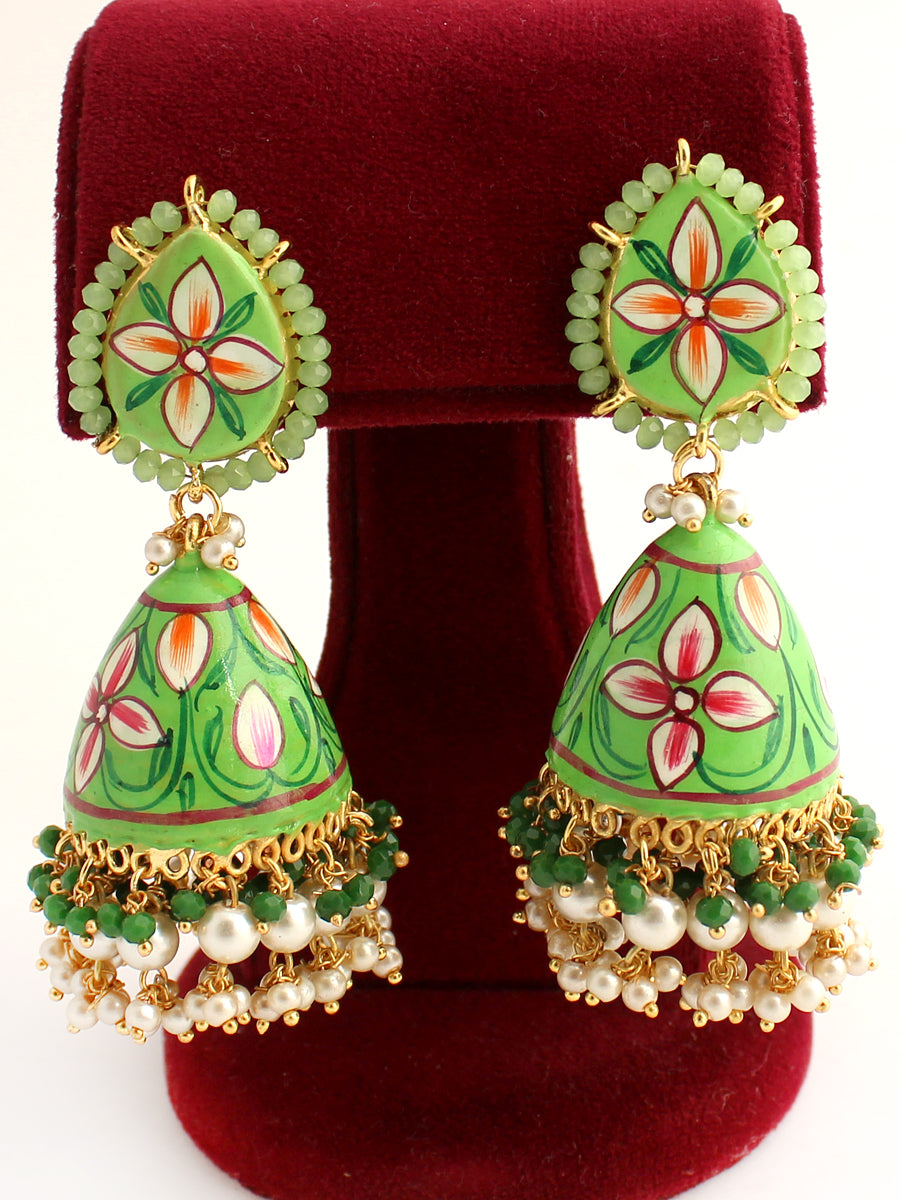 Parrot green colour on sale earrings