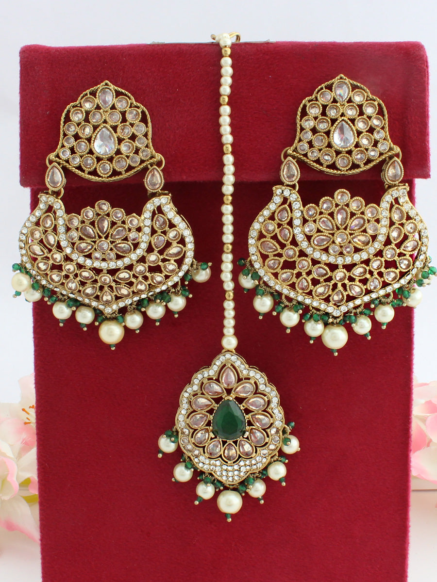 Heavy earrings with on sale tikka