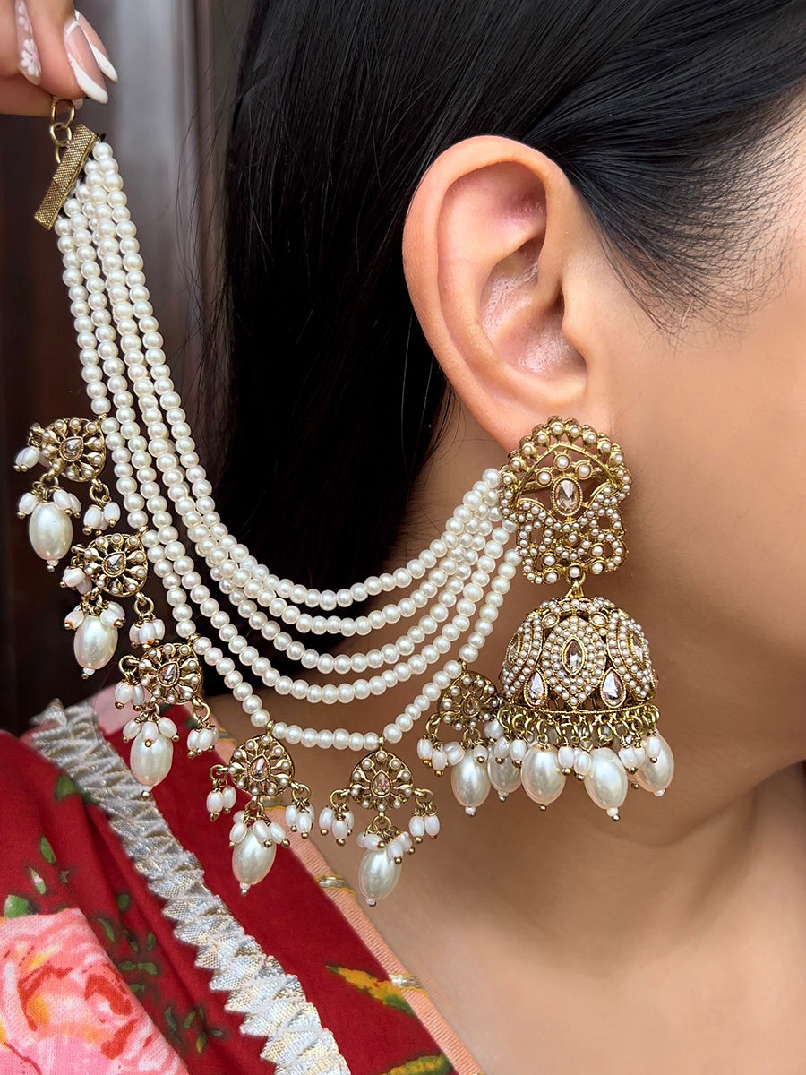 Navya Jhumki Earrings With Ear Chain