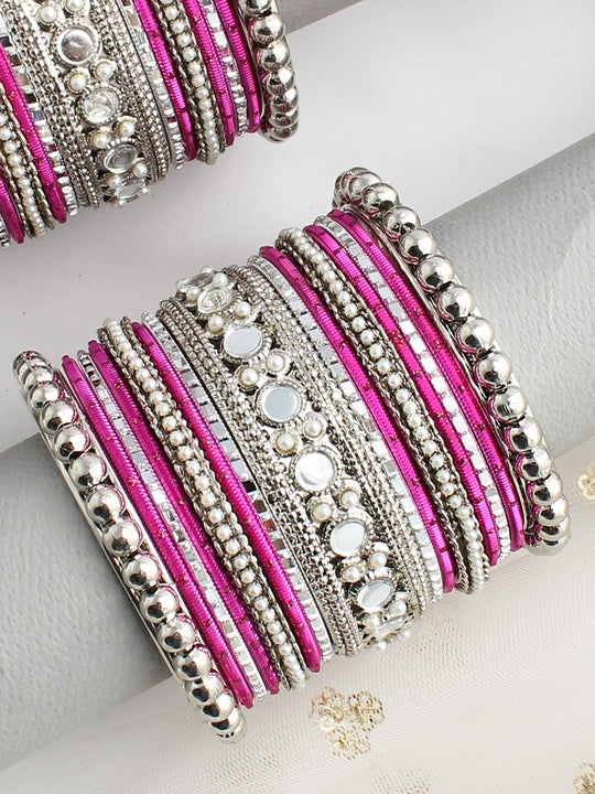 Preet Bangle Set / Stack -Hot Pink
