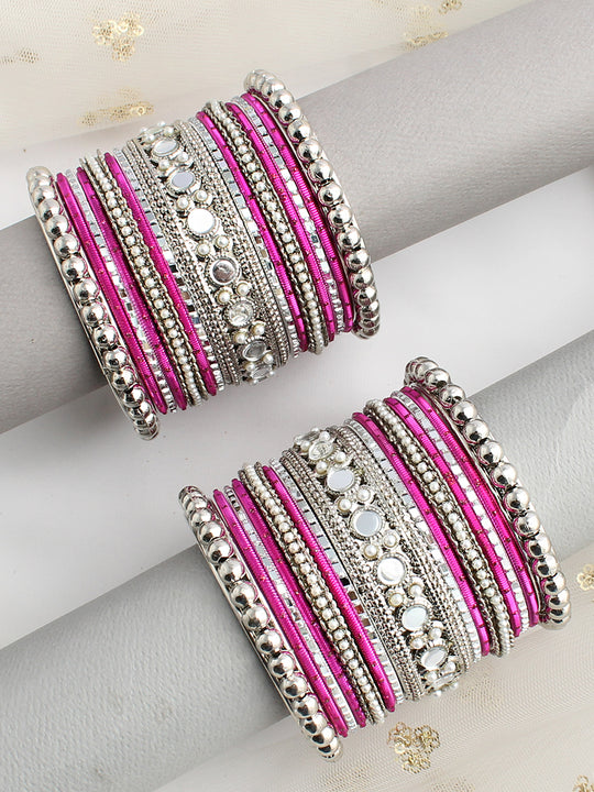 Preet Bangle Set / Stack -Hot Pink
