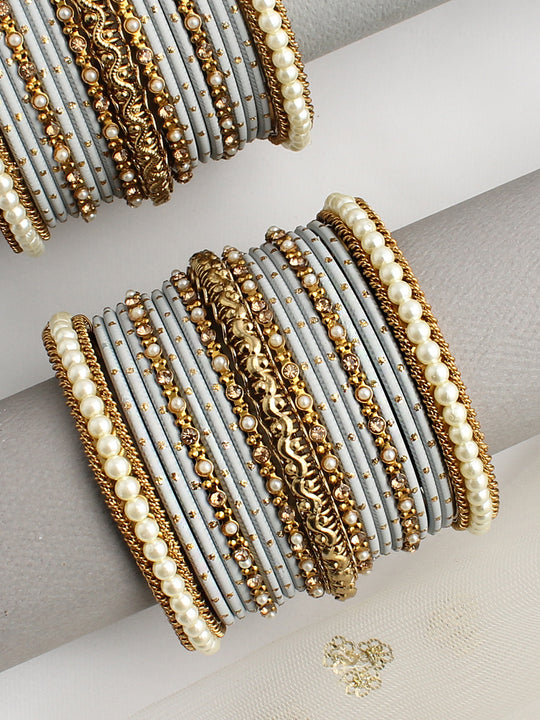 Anvika Bangle Set / Stack -Gray
