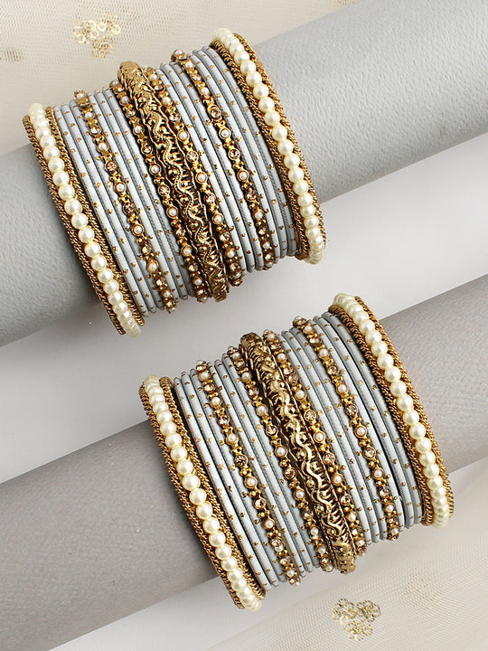 Anvika Bangle Set / Stack -Gray