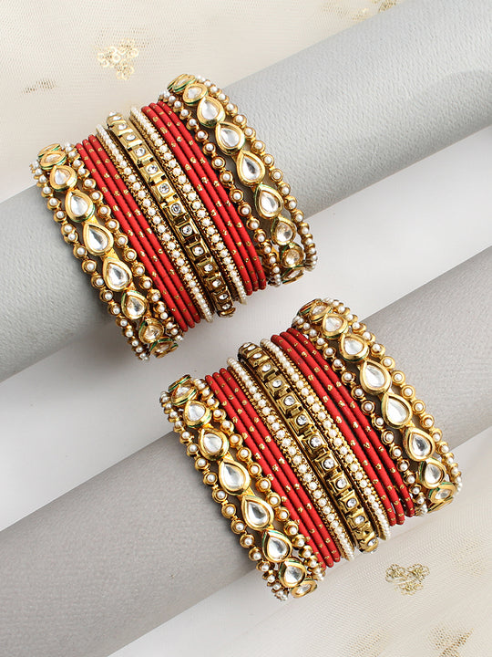 Satvika Bangle Set / Stack-Red