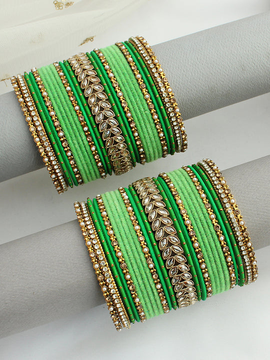 Aanchal Bangle Set / Stack-parrot green