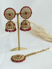 Kaya Earrings & Tikka - Maroon