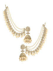 Alekhya Jhumki Earrings With Ear Chain - Gold