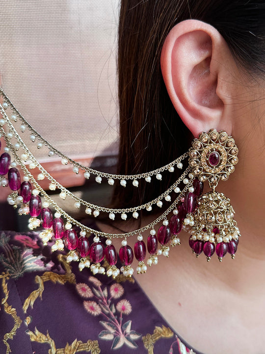 Tanisha Jhumki Earrings-Purple