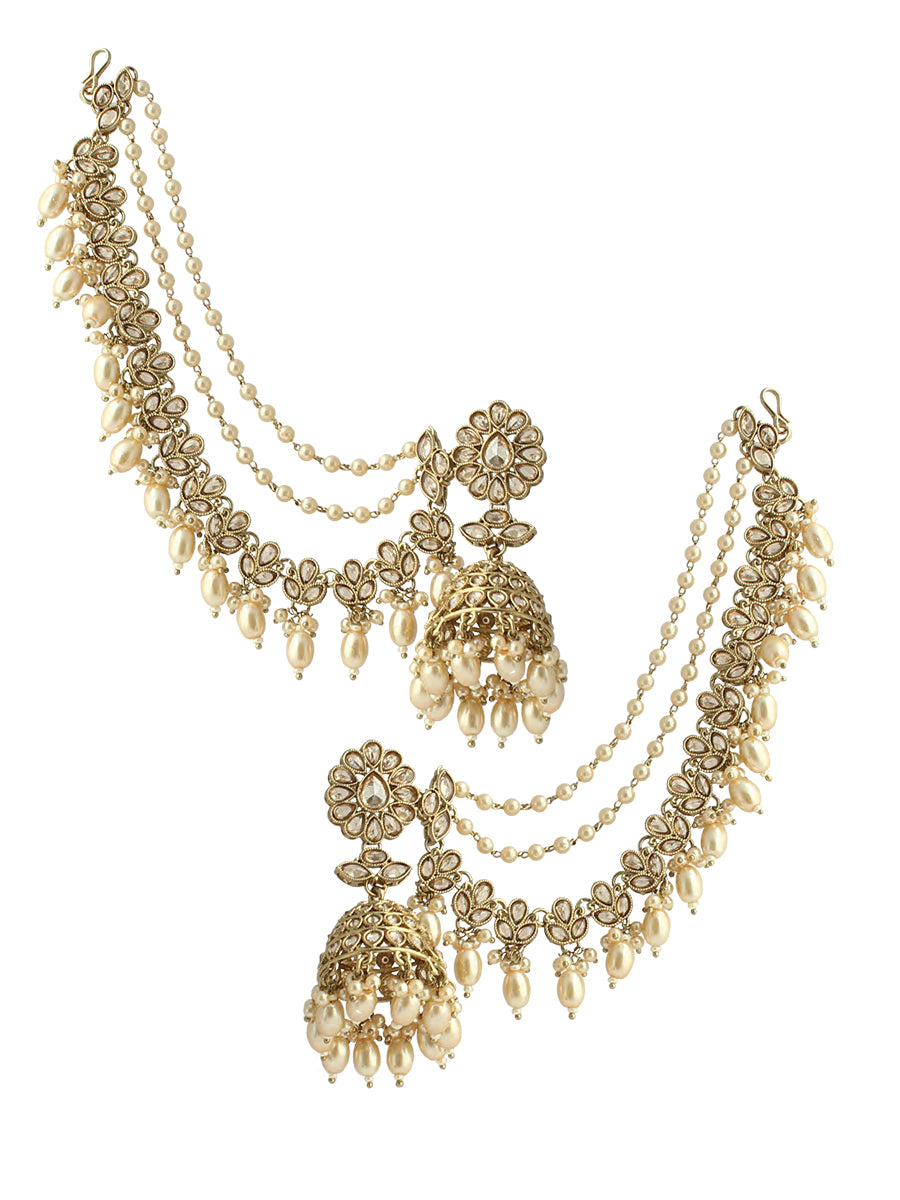 Zareen Jhumki Earrings With Ear Chain