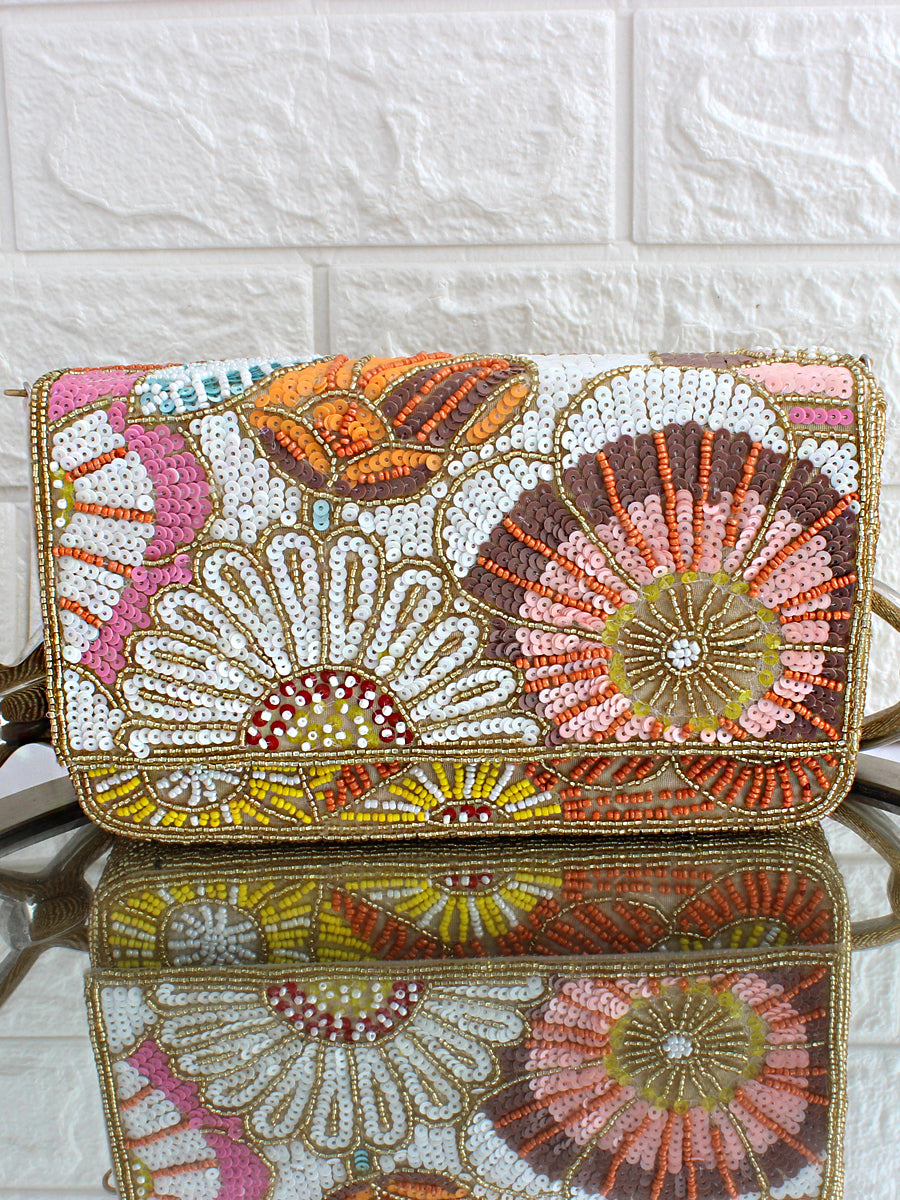 Kimmy floral discount beaded clutch bag