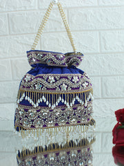 Azeen Potli Bag -Blue