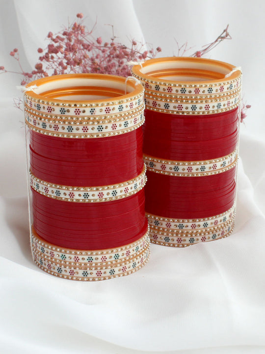 Saanvi Bridal Choora Bangle Set-maroon