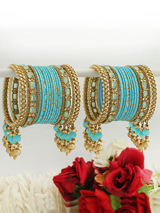 Charvi Bangle Set / Stack-Turquoise