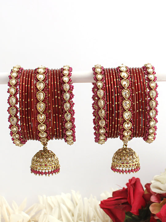 Alina Bangle Set / Stack-maroon