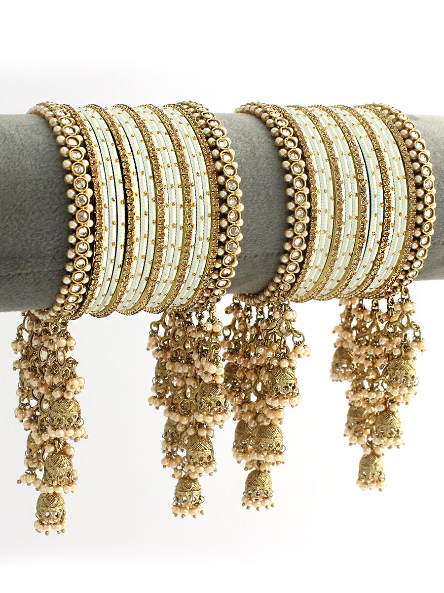 Ashna Bangle Set / Stack-White