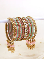 Vamika Bangle Set / Stack-Pastel Pink / Mint Green