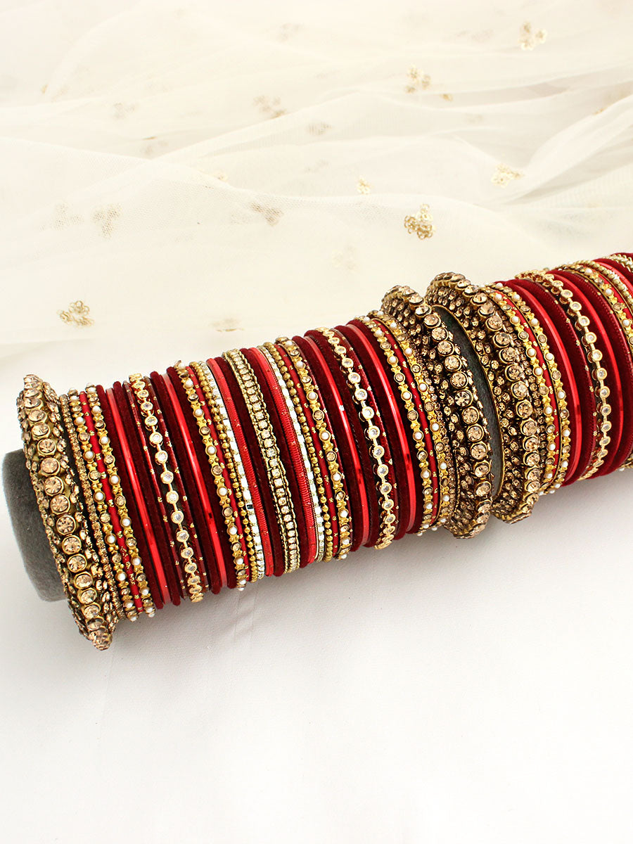 Urvashi Bangle Set / Stack-Maroon