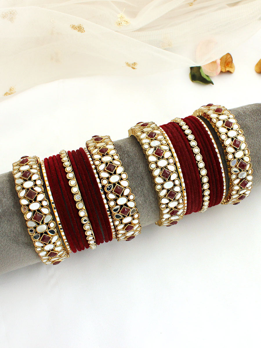 Aisha Bangle Set / Stack-Maroon