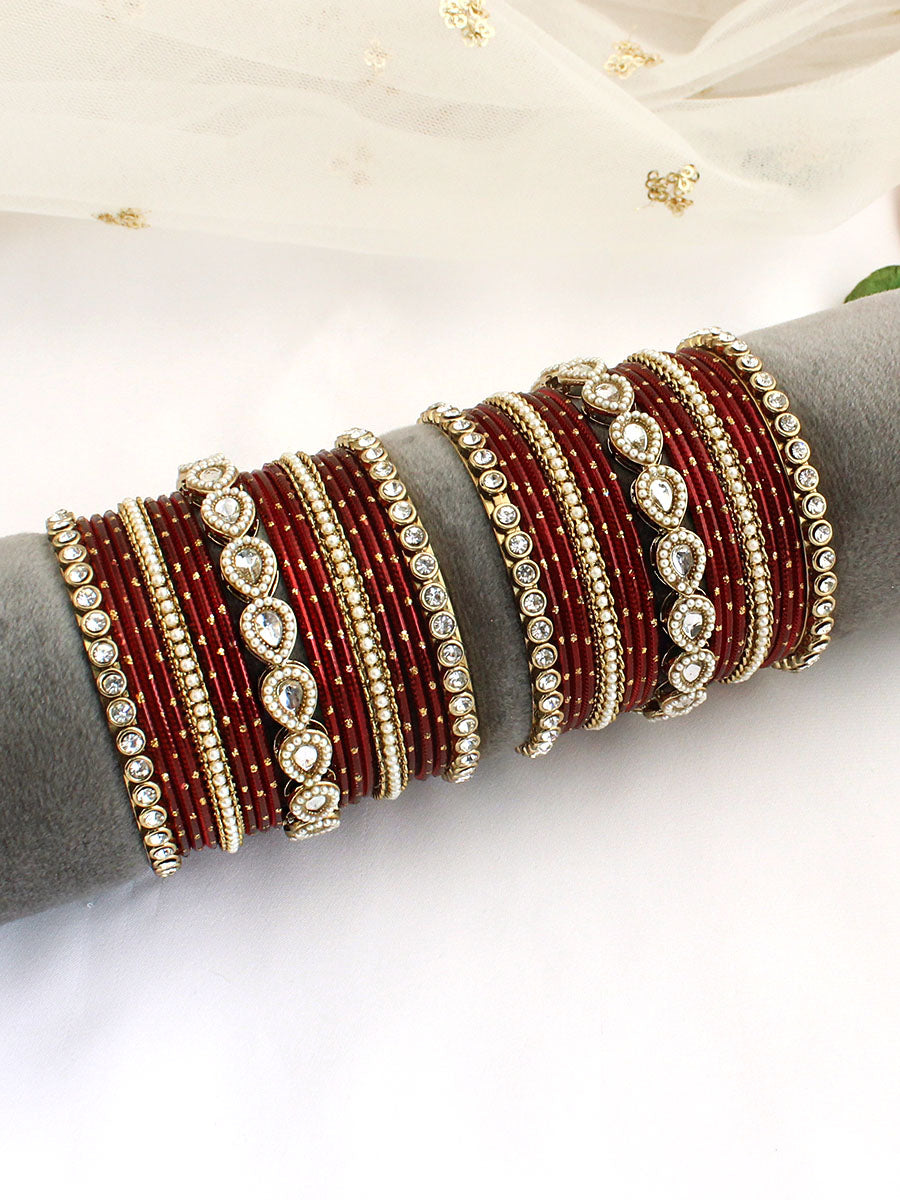 Shanvi Bangle Set / Stack-Maroon