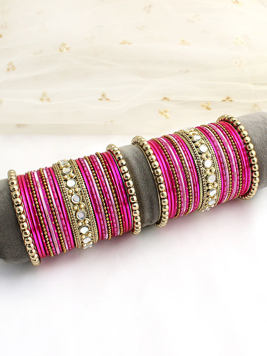 Charvi Bangle Set / Stack -Hot Pink