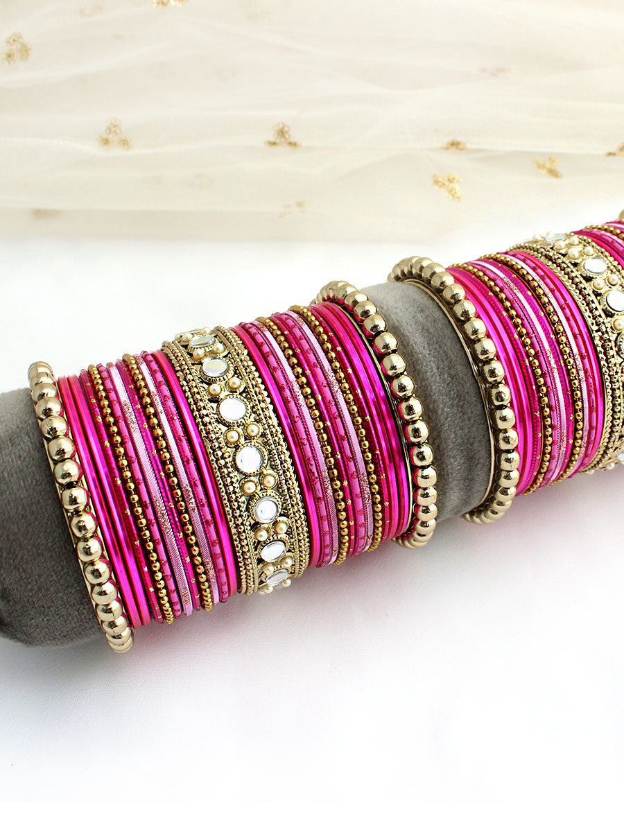 Charvi Bangle Set / Stack-Hot Pink