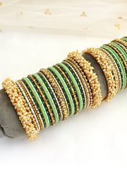 Rohini Bangle Set / Stack-Mint Green & Green