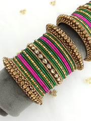 Ariba Bangle Set / Stack-Pink / Green