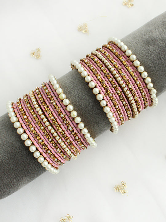 Malika Bangle set-Pastel pink