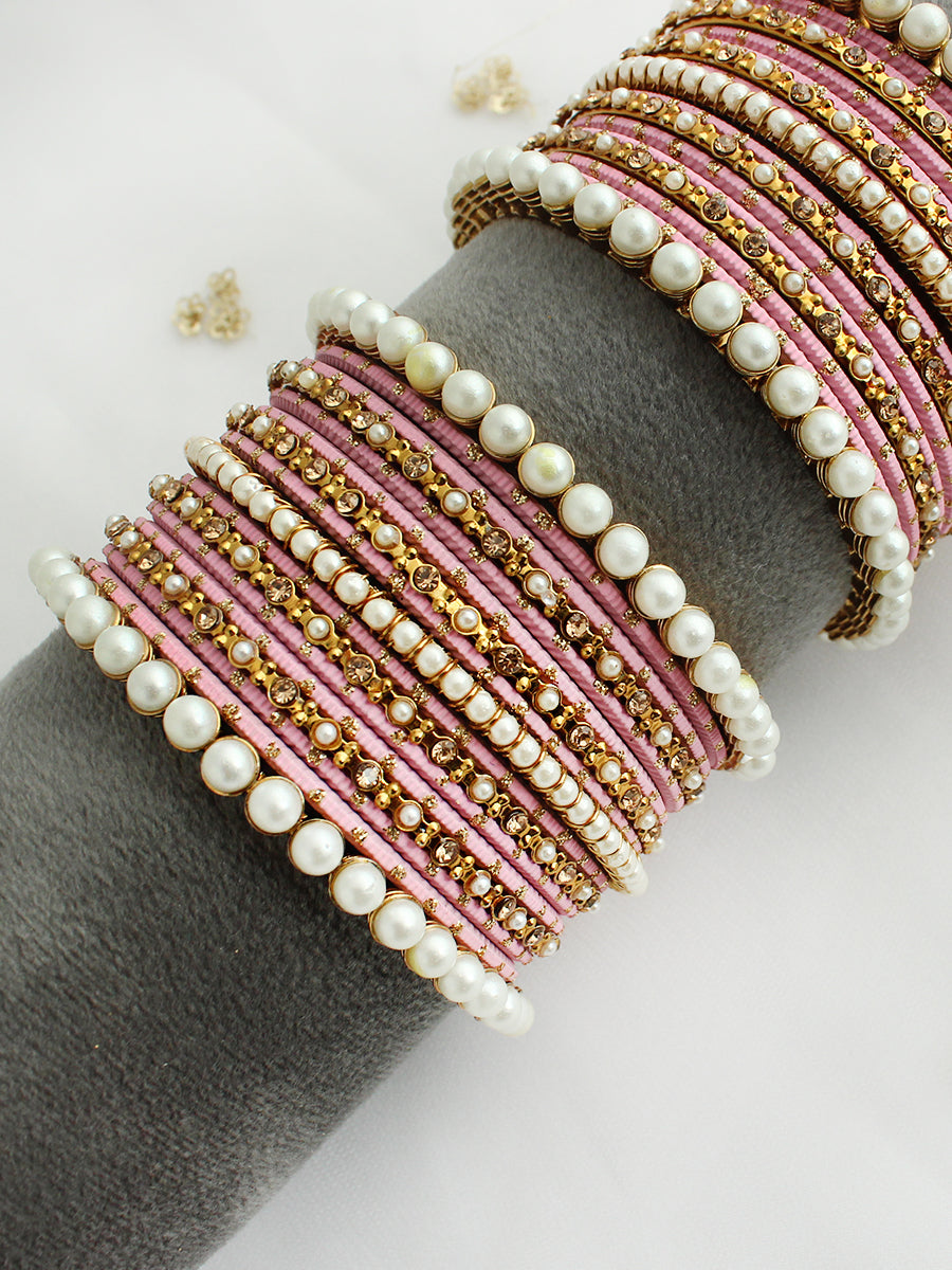 Malika Bangle set-Pastel pink