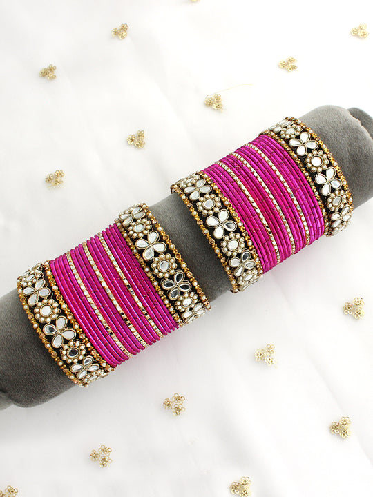 Nargis Bangle Set / Stack-hot Pink