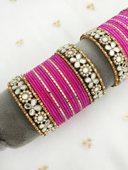 Nargis Bangle Set / Stack-Hot Pink