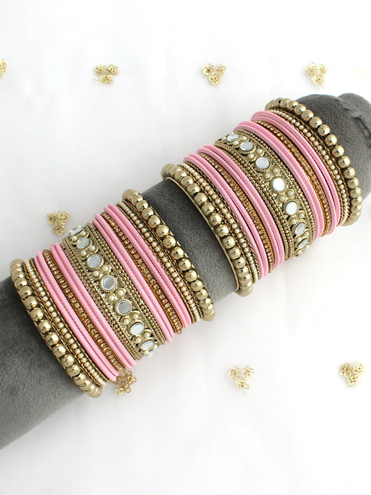 Mahima Bangle Set / Stack-Pastel Pink