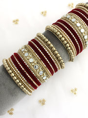 Parinaaz Bangle Set / Stack-maroon