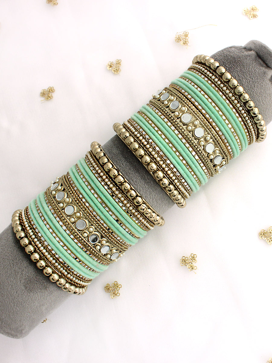 Rishika Bangle Set / Stack-Mint Green