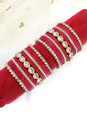 Mishali Bangle Set / Stack-hot Pink