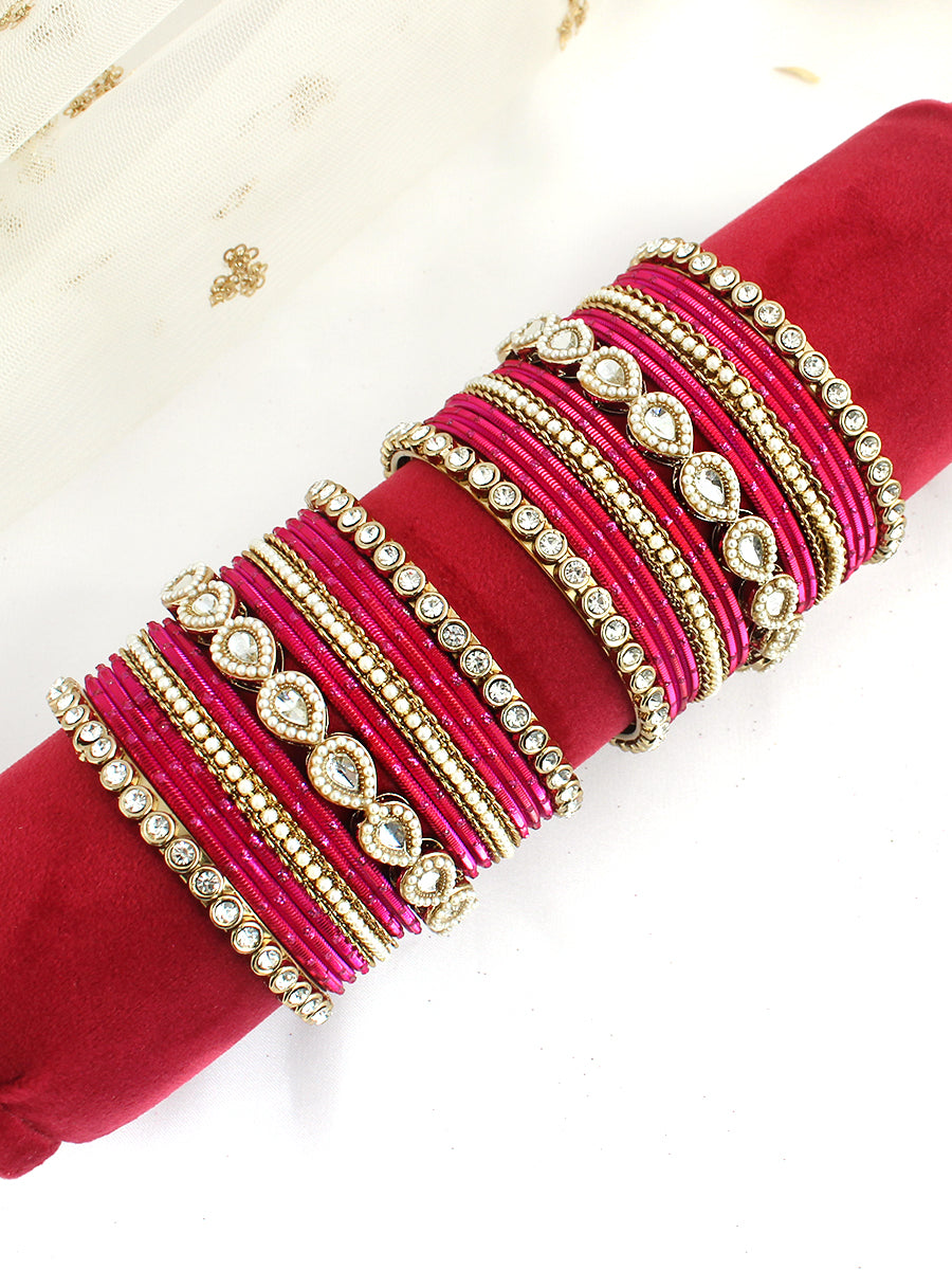 Mishali Bangle Set / Stack-hot Pink