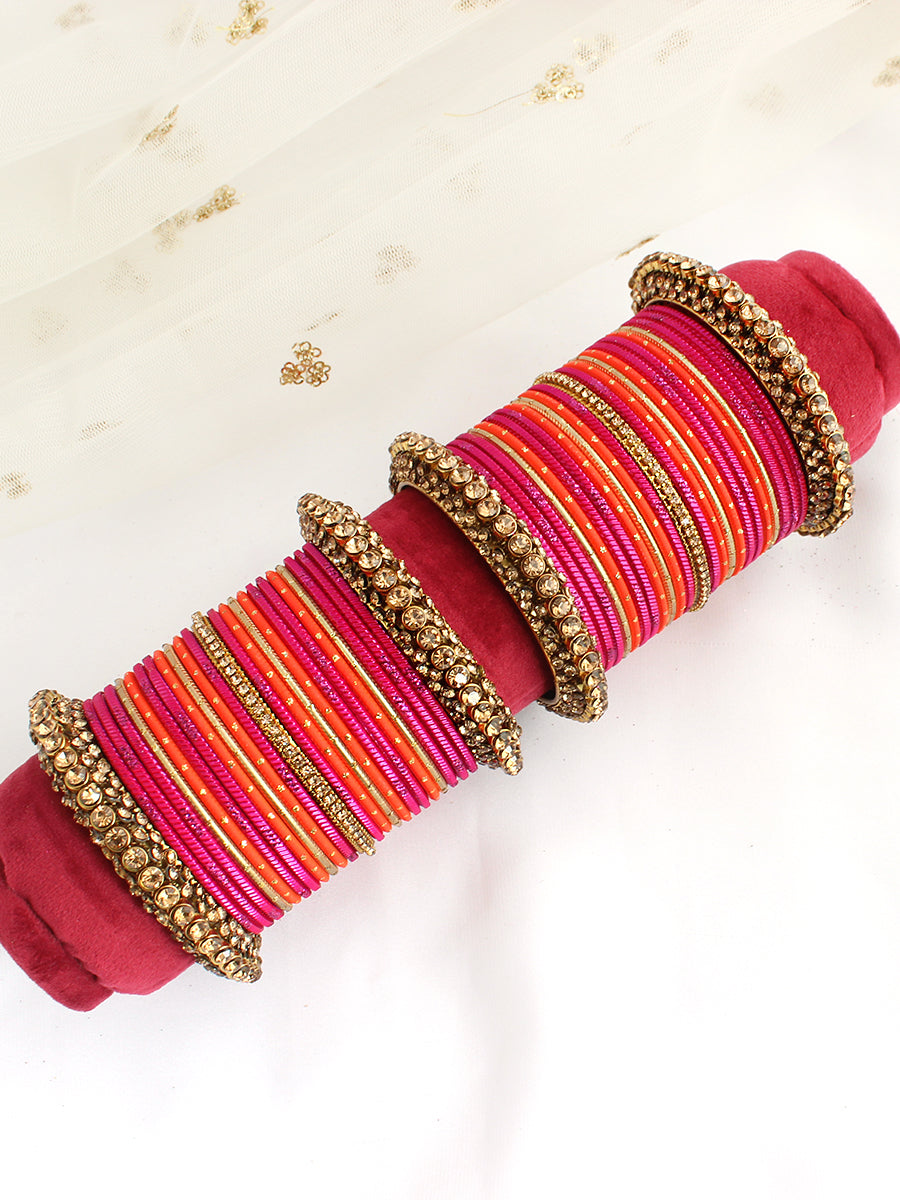 Falguni Bangle Set / Stack-Hot Pink