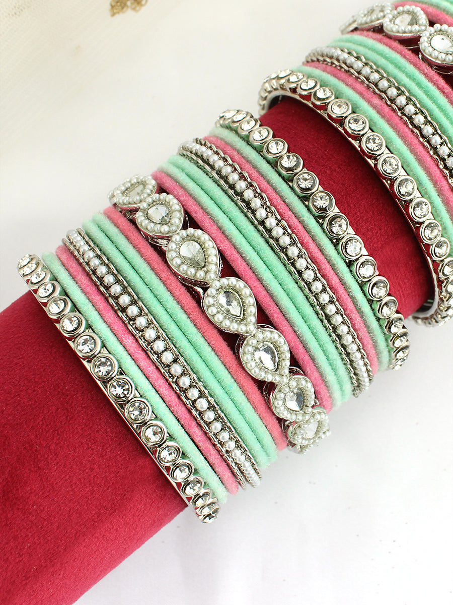 Vritika Bangle Set / Stack-Pastel Pink / Mint Green