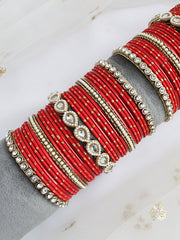 Nazia Bangle Set / Stack-Red