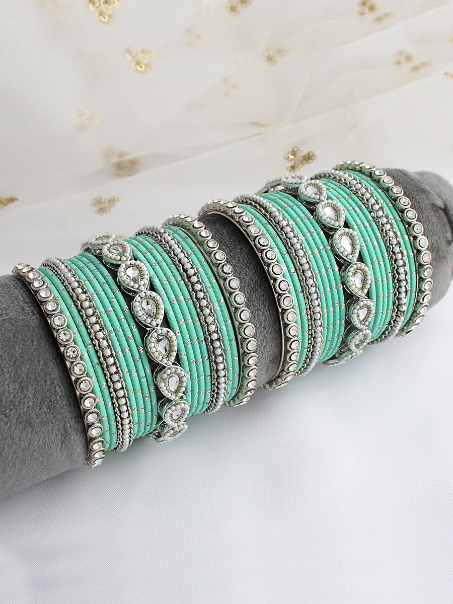 Ashita Bangle Set / Stack-Mint green