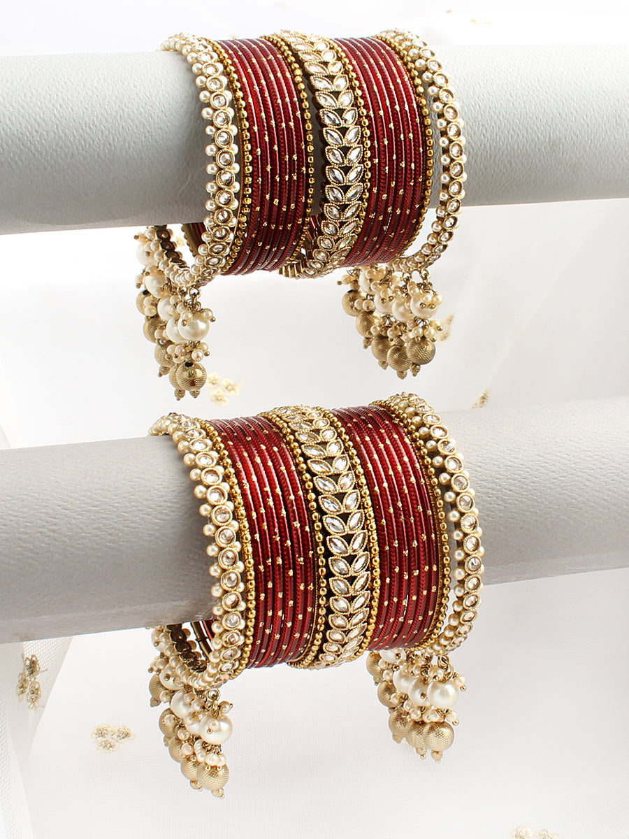 Neerja Bangle Set / Stack - Maroon