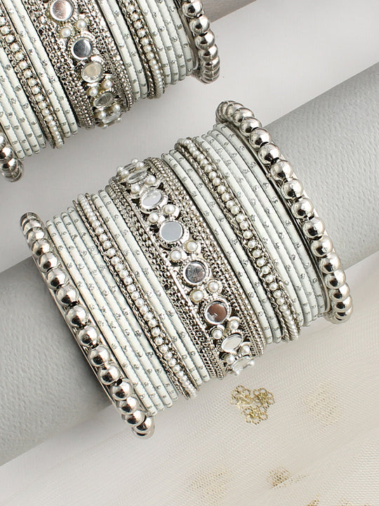 Richa Bangle Set / Stack-White
