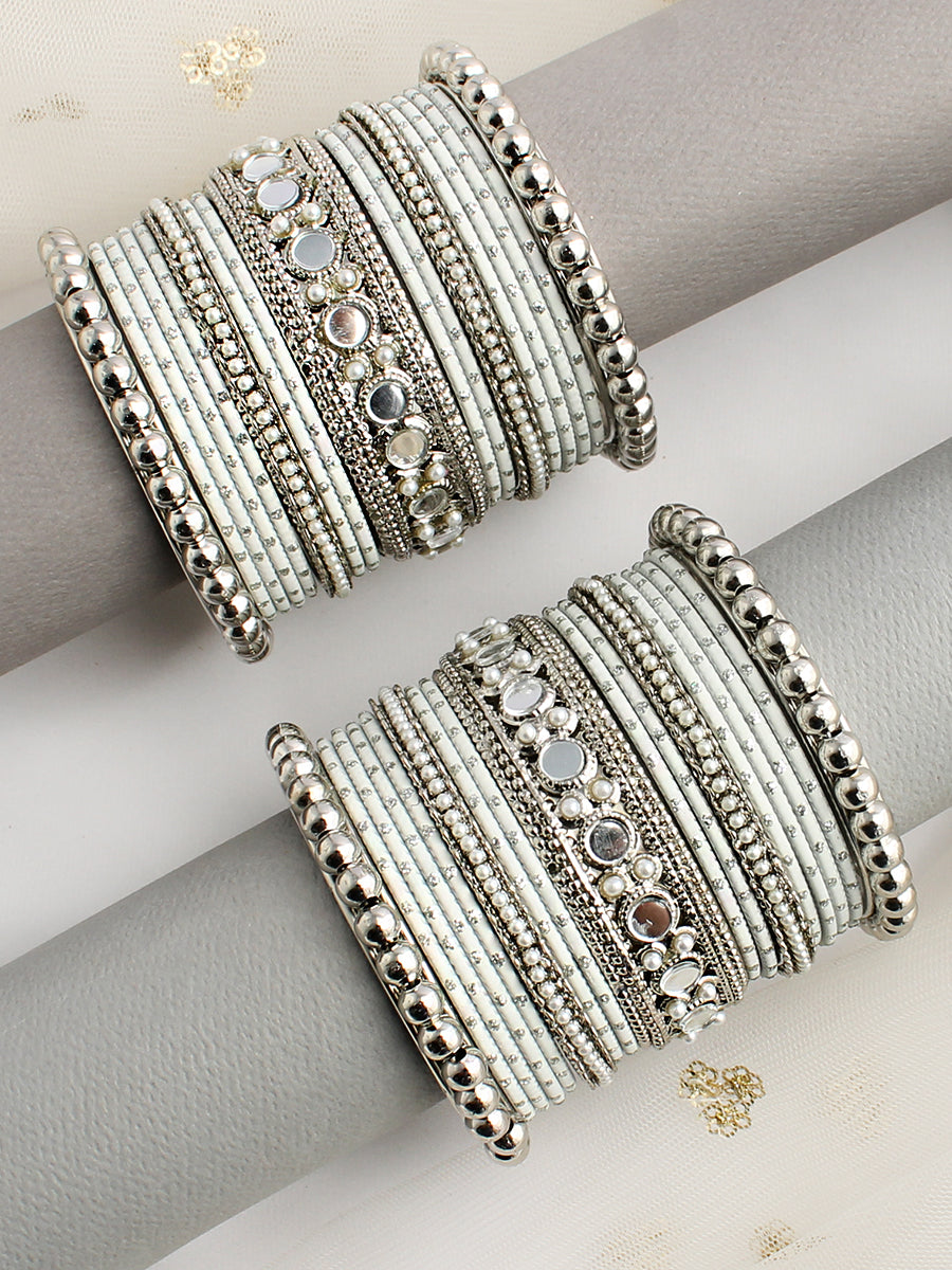 Richa Bangle Set / Stack-White