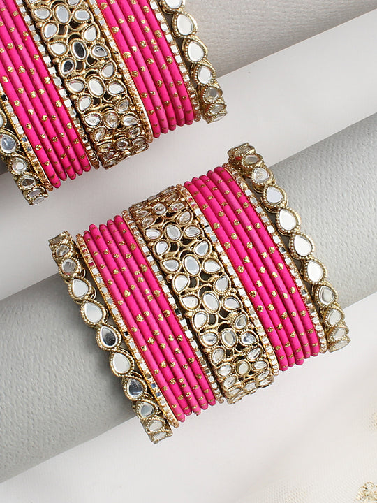 Mridul Bangle Set / Stack -Hot Pink