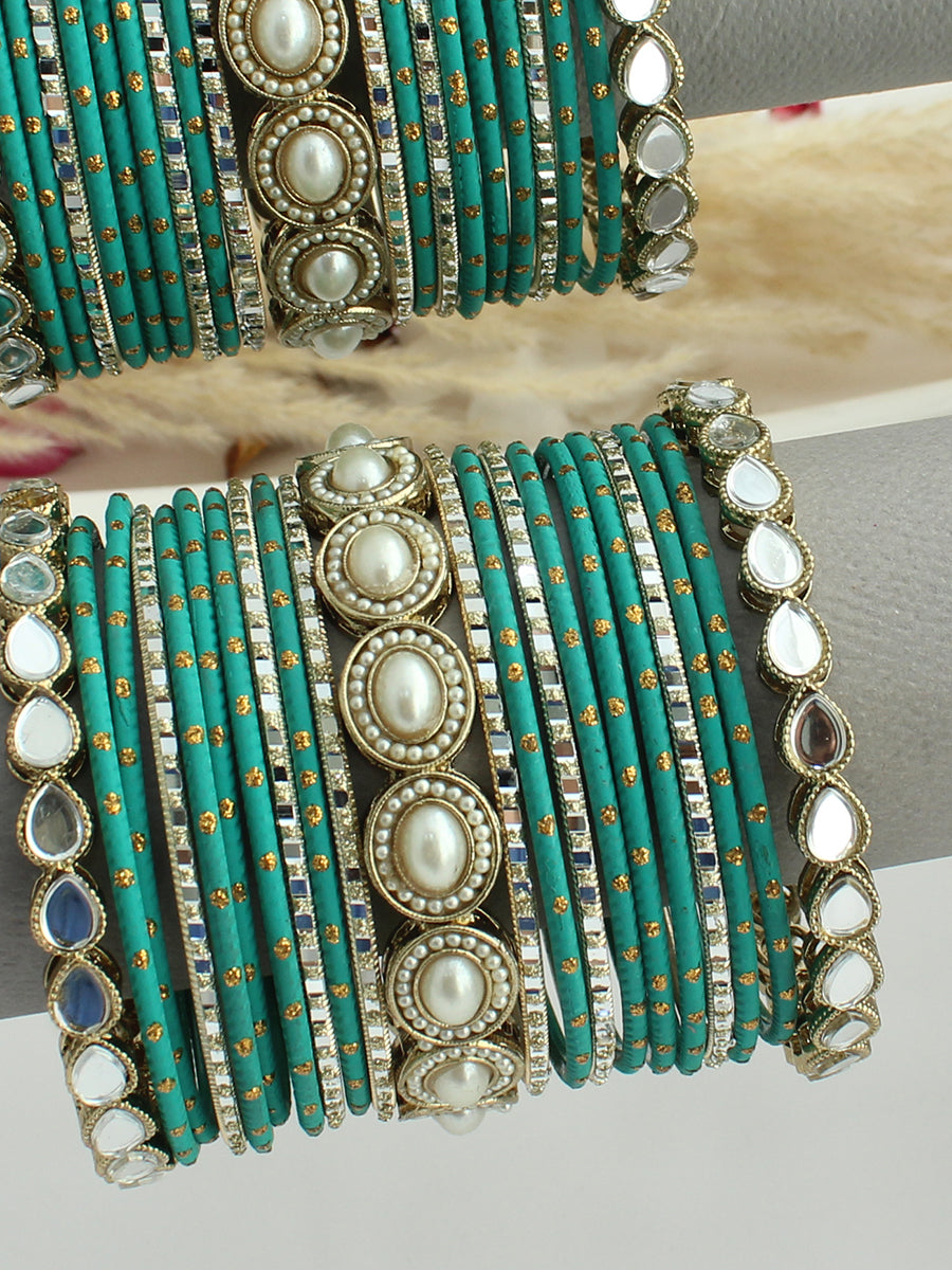 Riyaaz Bangle Set / Stack-Sea Green