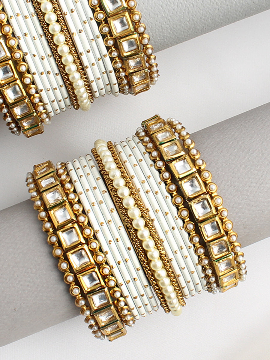 Aarya Bangle Set / Stack - White