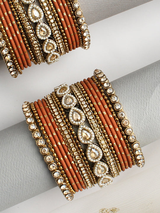 Vrinda Bangle Set / Stack-Brown