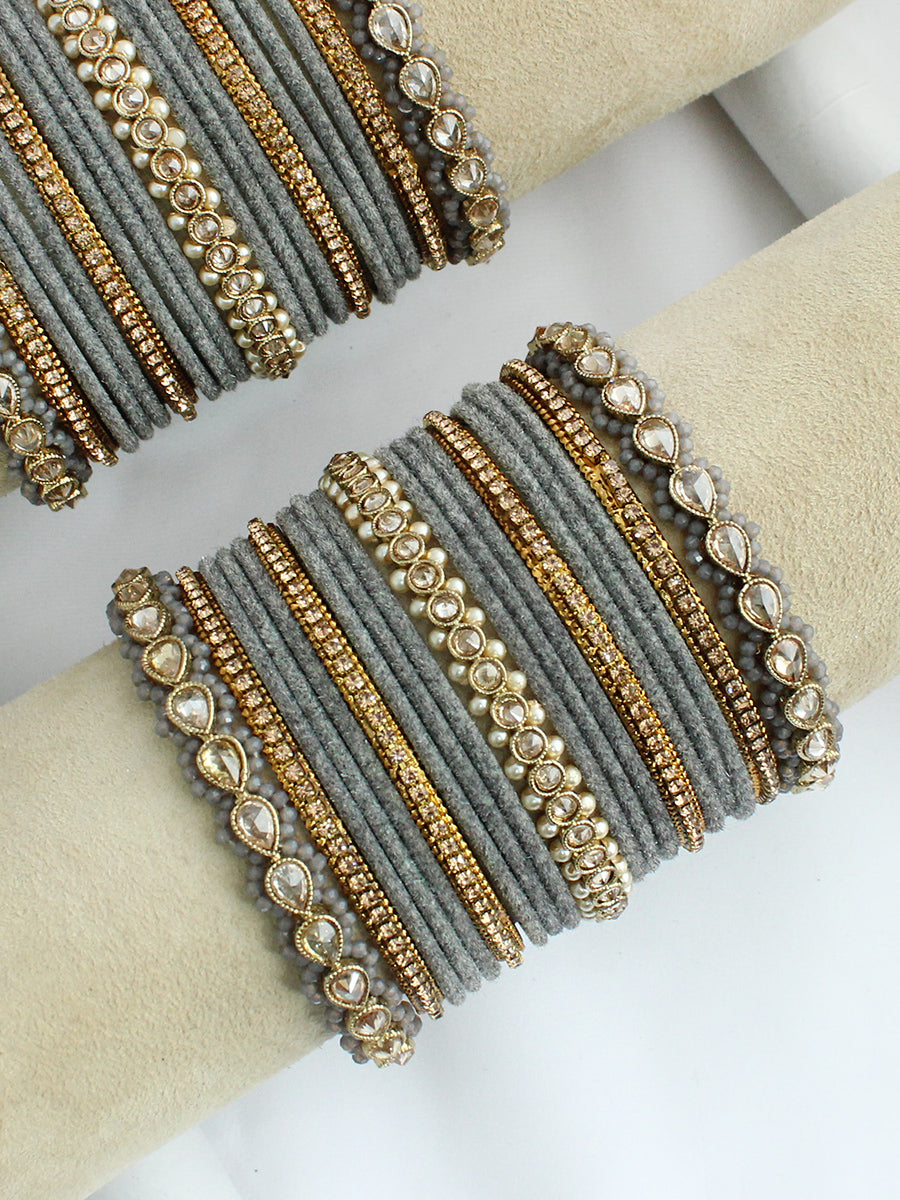 Ashwini Bangle Set / Stack-Grey