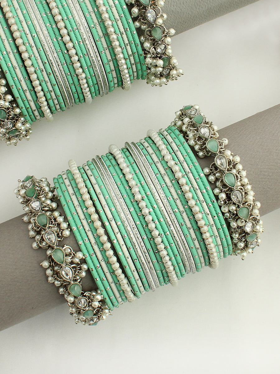 Saavya Bangle Set / Stack-Mint Green