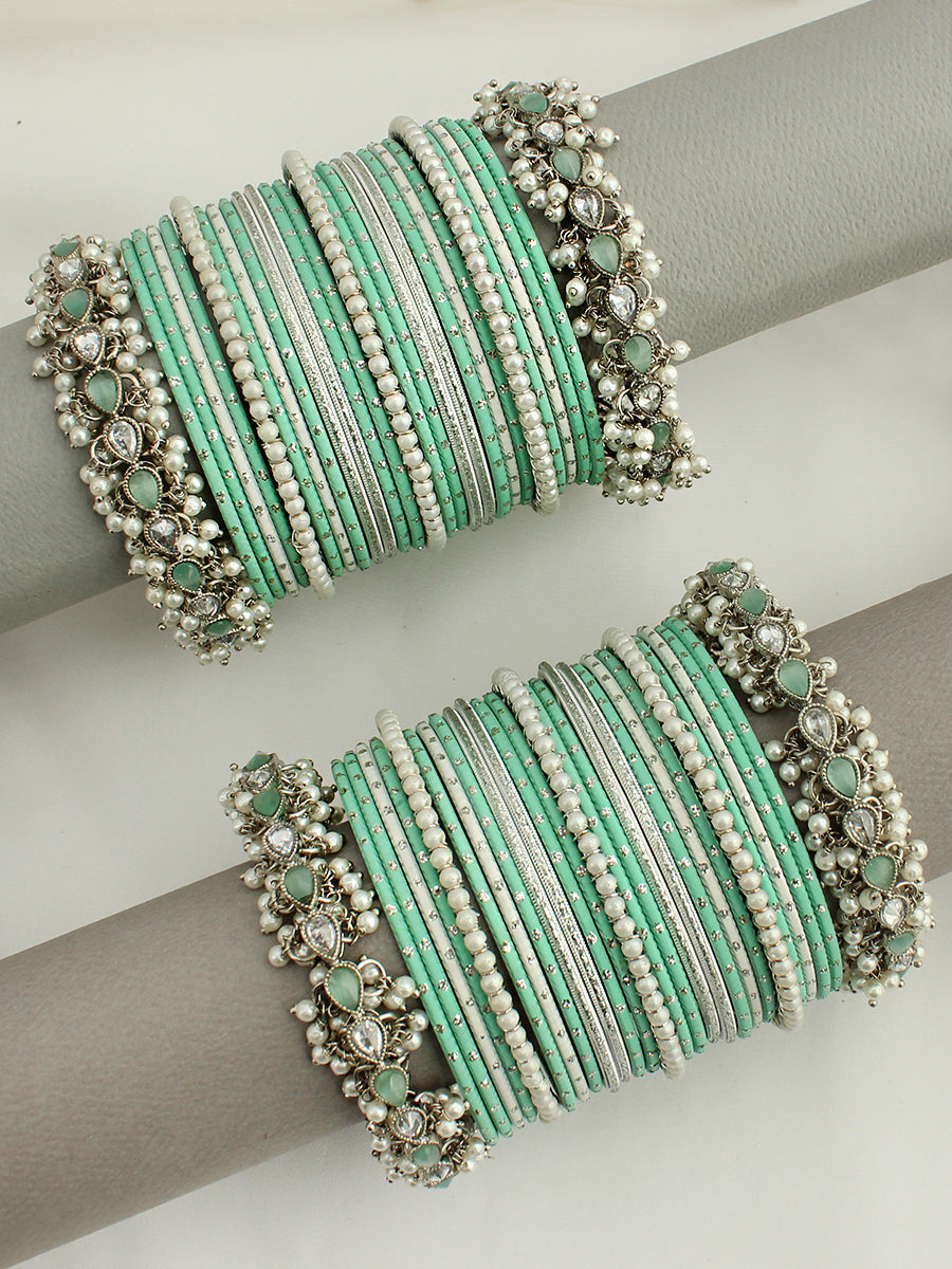 Saavya Bangle Set / Stack-Mint Green